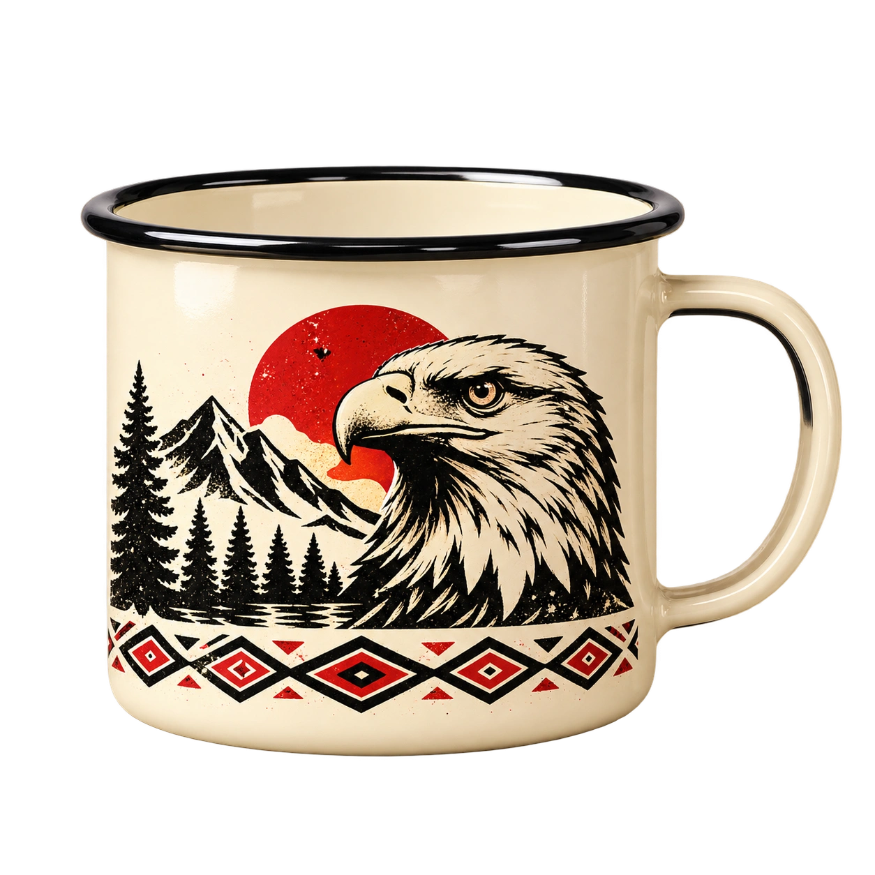 Cream eagle enamel mug